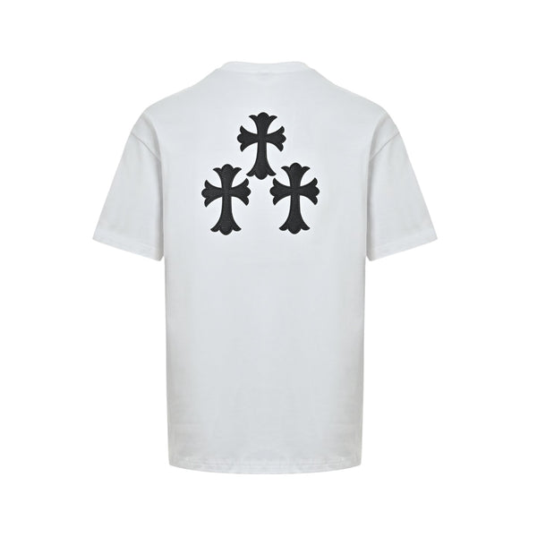Chrome Hearts Gothic Font Scroll Print White Cotton T-Shirt | Streetwear Short Sleeve Tee