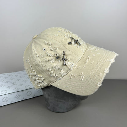 Chrome Hearts Distressed, Ripped Baseball Cap