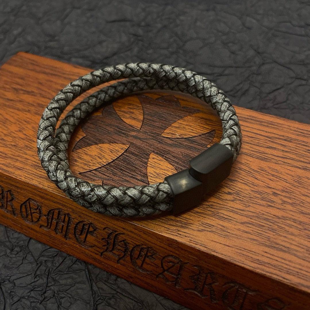 Chrome Hearts Braided Leather Cord Bracelet