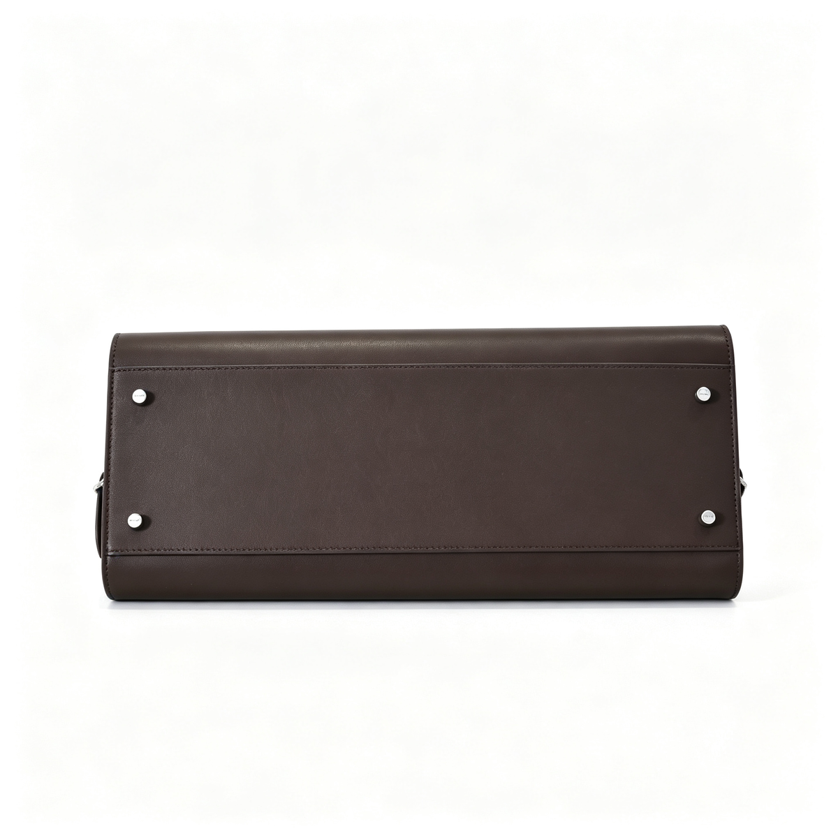 The Row Margaux 15 Smooth Calfskin Handbag | Large Leather Tote with Side Buckles | Black / Dark Chocolate
