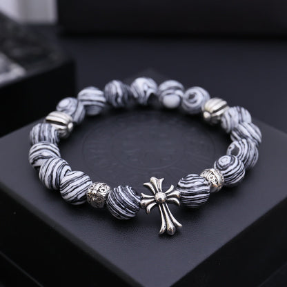 Chrome Hearts Black Onyx Beaded Bracelet
