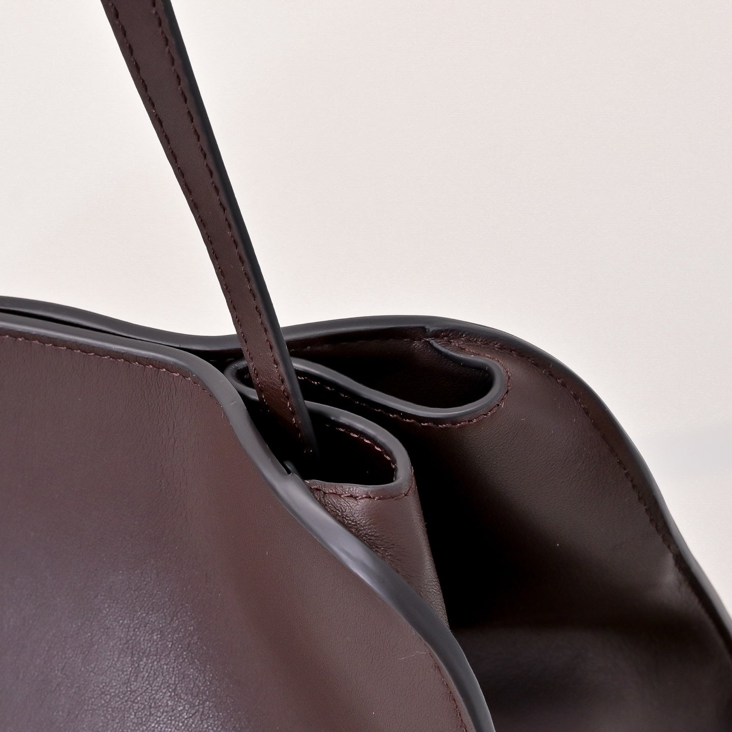 The Row Peggy Clutch Bag | Masoni Bridle Leather Shoulder Bag | Dark Chocolate Detachable Strap Crossbody