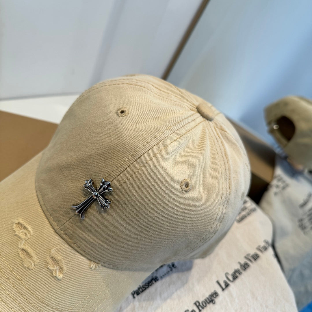 Chrome Hearts Khaki Washed, Distressed Baseball Cap