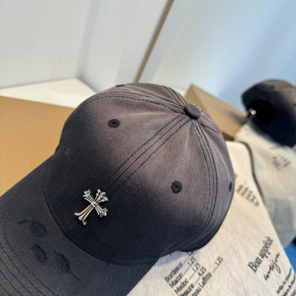 Chrome Hearts Black Washed, Distressed Baseball Cap