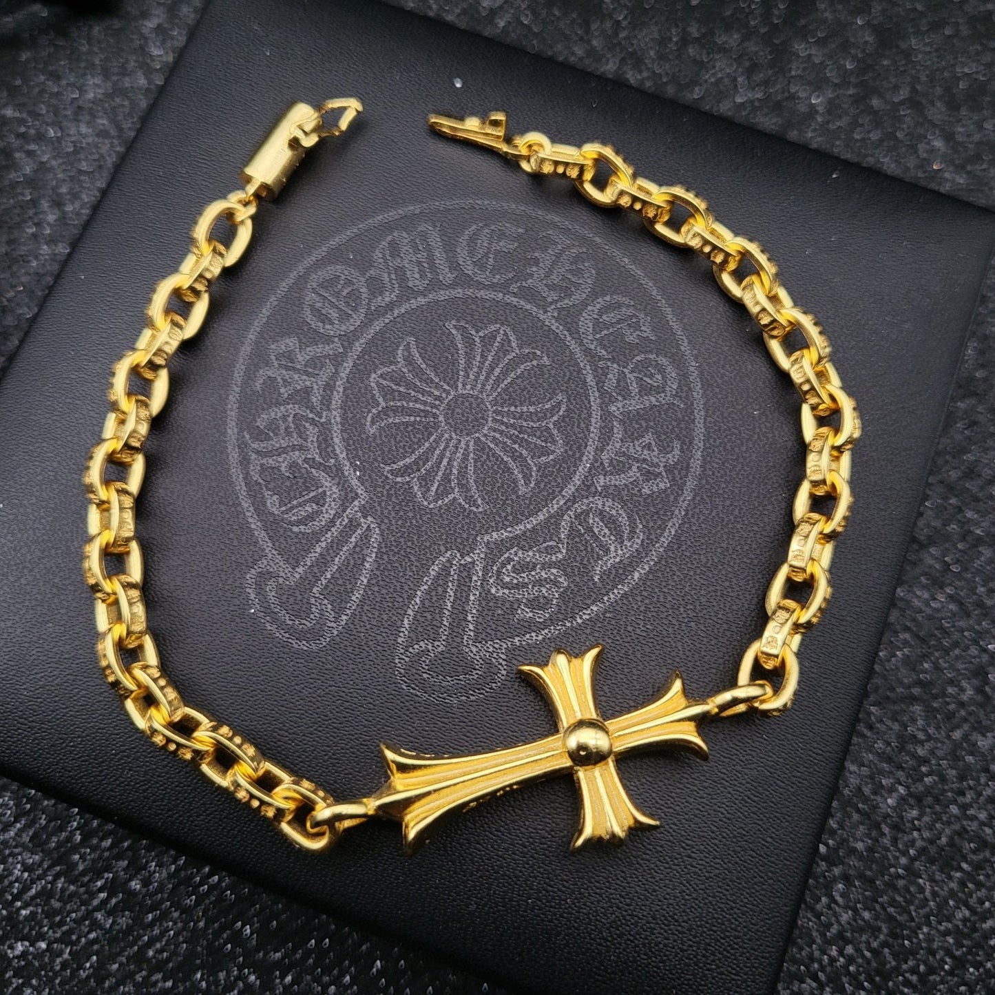 Chrome Hearts 22K Gold Large Cross Bracelet