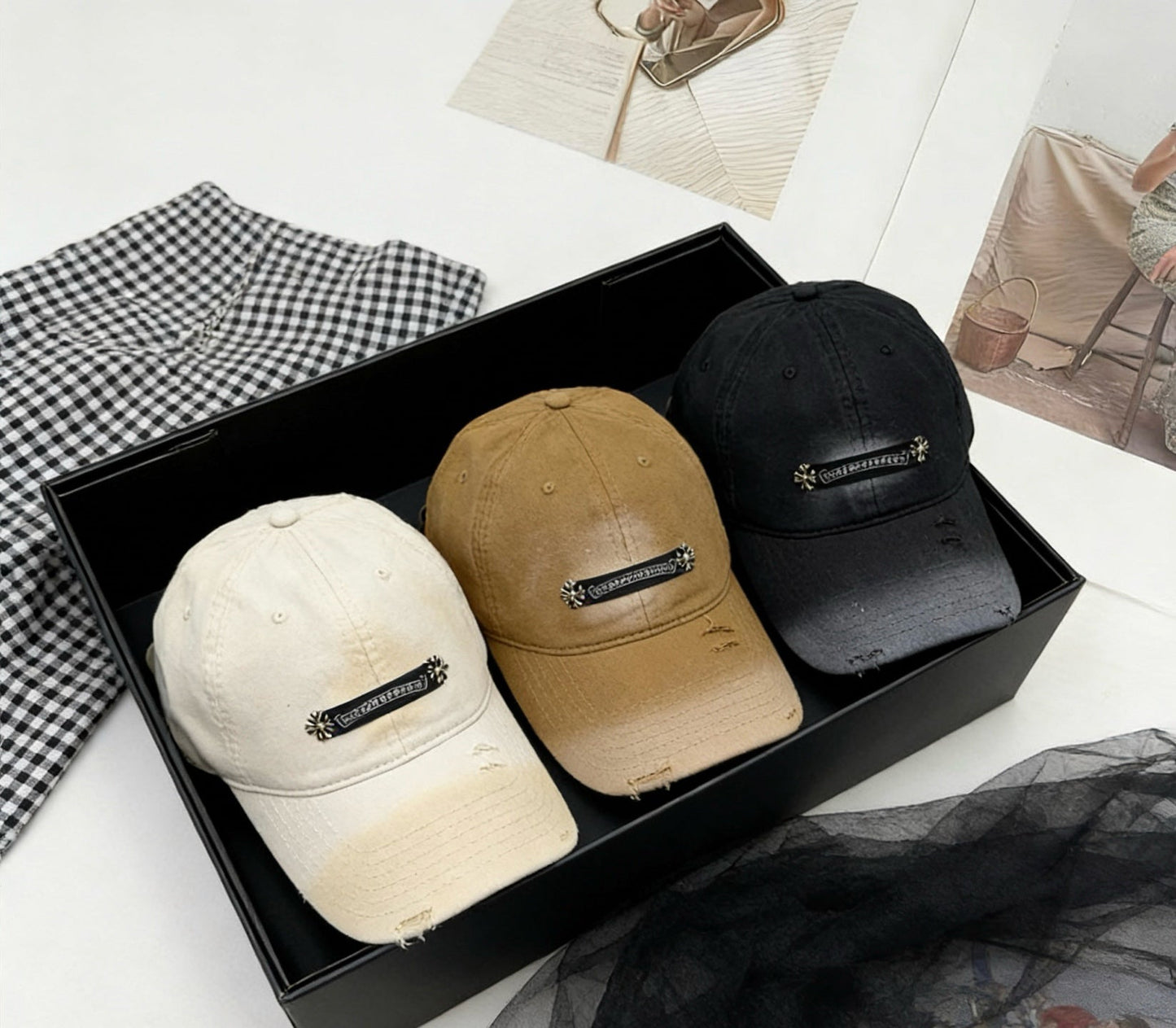 Chrome Hearts Khaki Washed, Distressed Baseball Cap