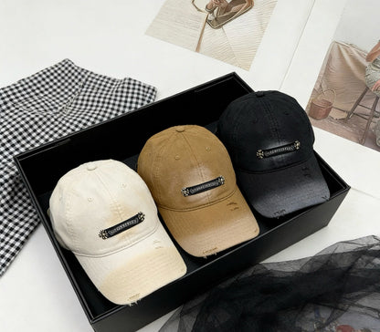 Chrome Hearts Khaki Washed, Distressed Baseball Cap