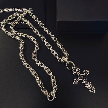 Chrome Hearts Large Baroque-Style Cross Necklace