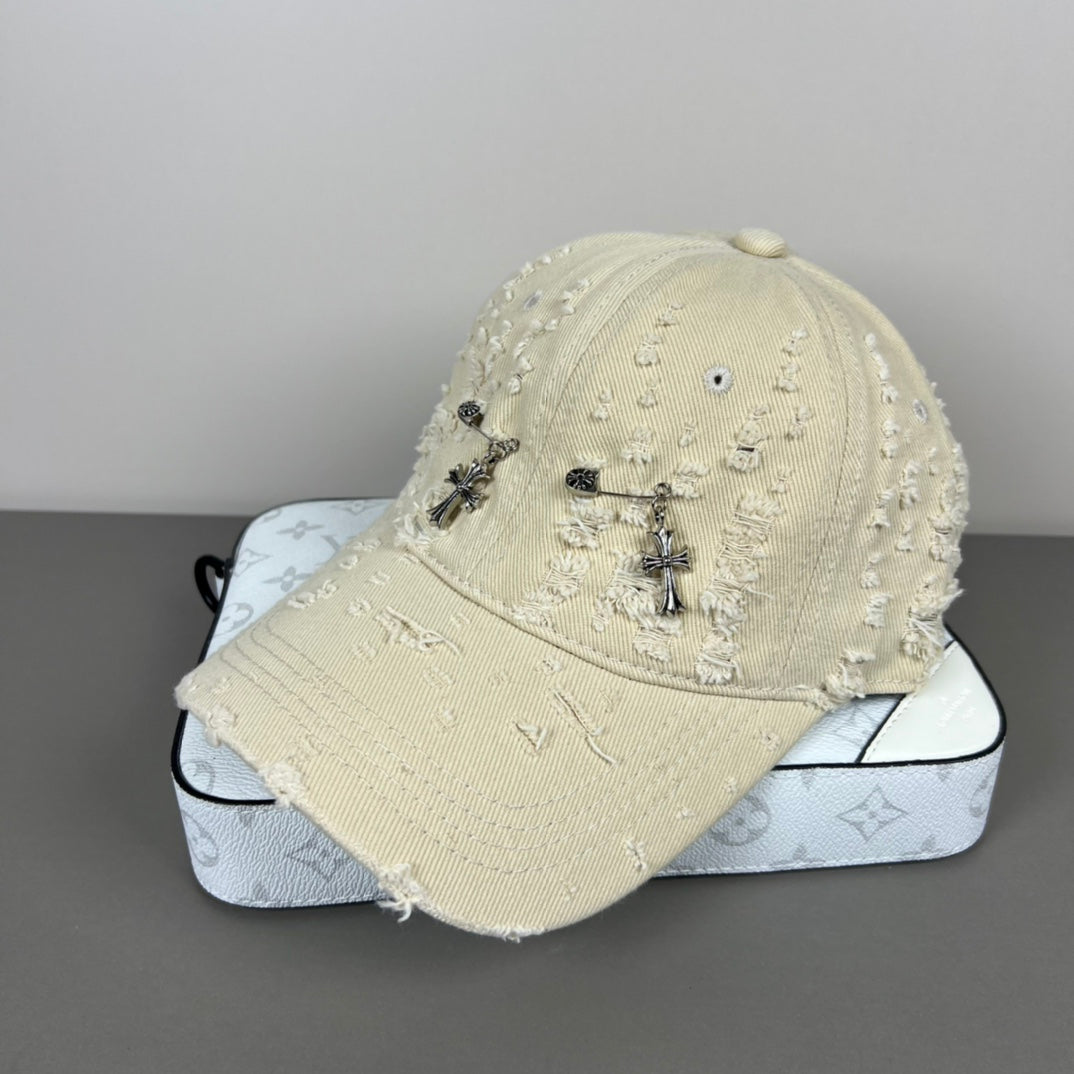 Chrome Hearts Distressed, Ripped Baseball Cap