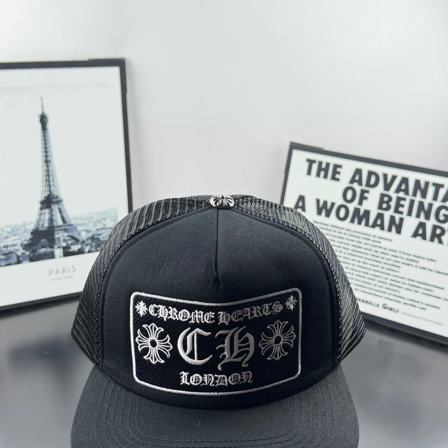 Chrome Hearts Black Mesh Trucker Hat