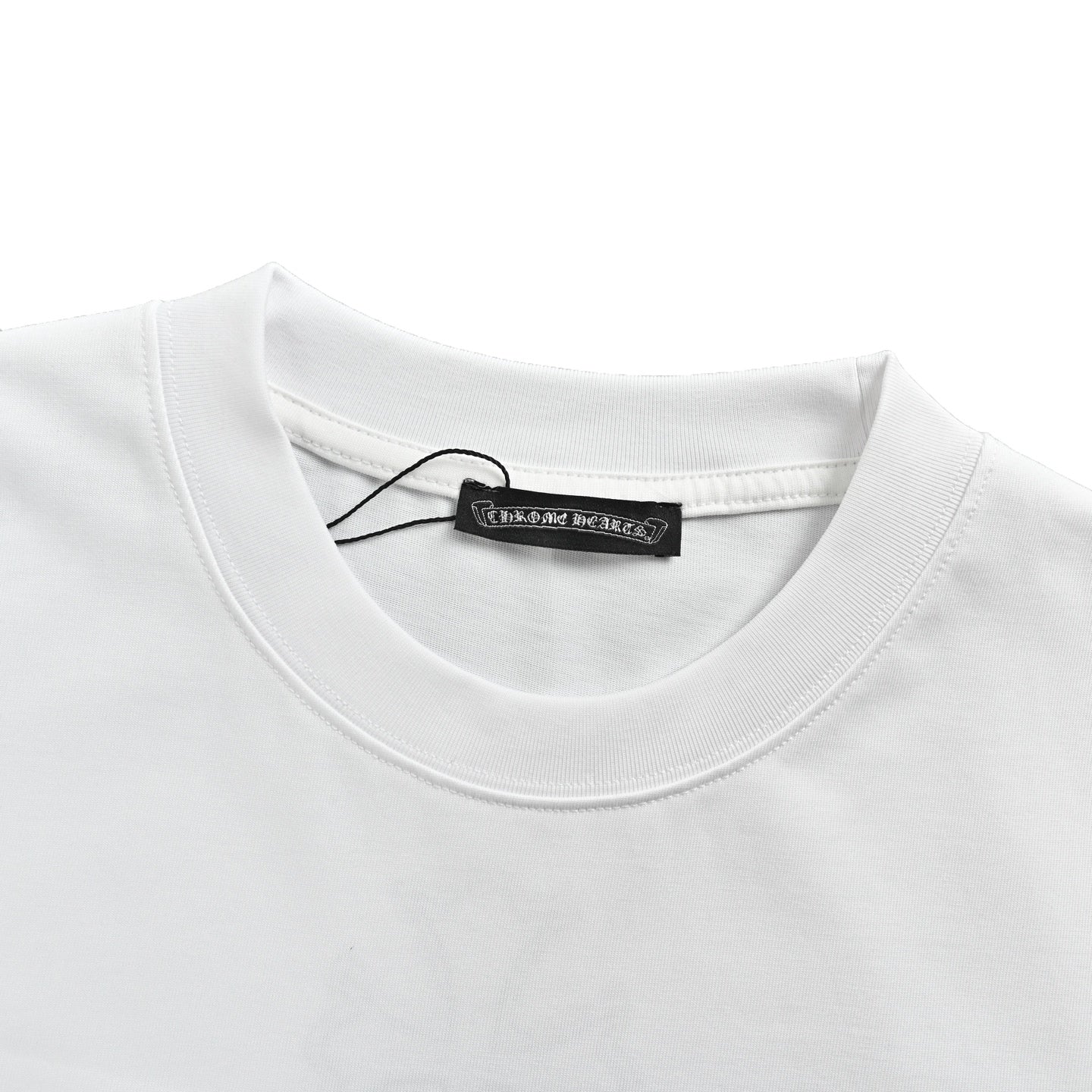 Chrome Hearts Gothic Font Scroll Print White Cotton T-Shirt | Streetwear Short Sleeve Tee