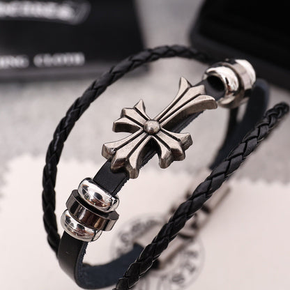 Chrome Hearts' Classic Double-Layer Leather Bracelet