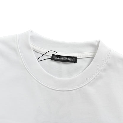 Chrome Hearts Men's White Cotton T-Shirt - Classic Banner Logo Crewneck Tee