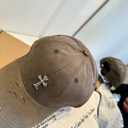 Chrome Hearts Brown Washed, Distressed Baseball Cap