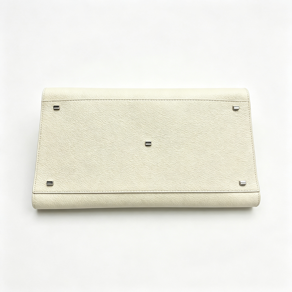 The Row Margaux 16 Large Tote Bag | 43cm Grained Calfskin Leather Handbag | Chalk White