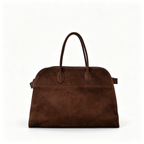 The Row Margaux 17 Large Suede Bag | 43cm Suede Leather Top Handle Tote | Dark Brown/Espresso Margaux Handbag