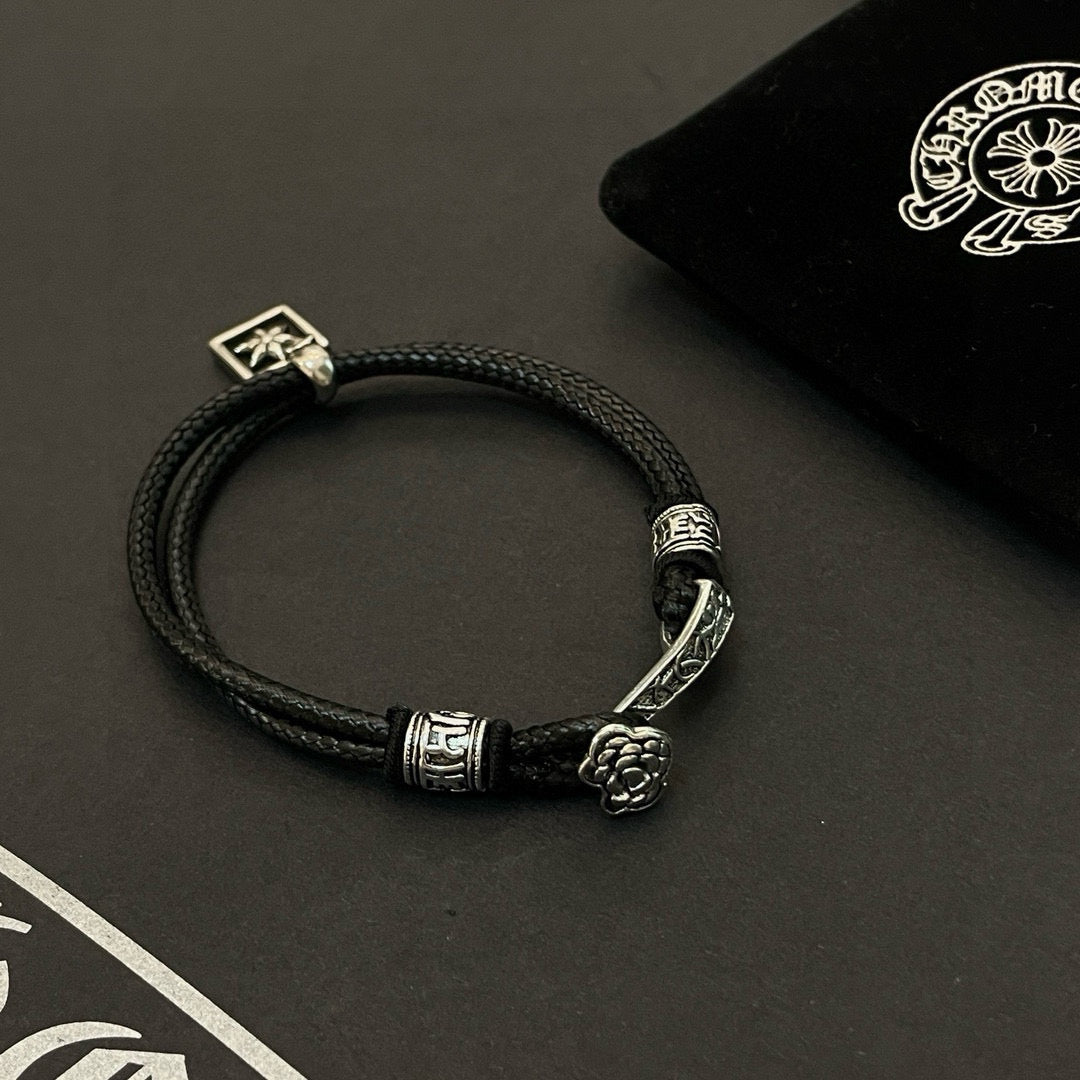 Chrome Hearts Double-Layer Leather Bracelet