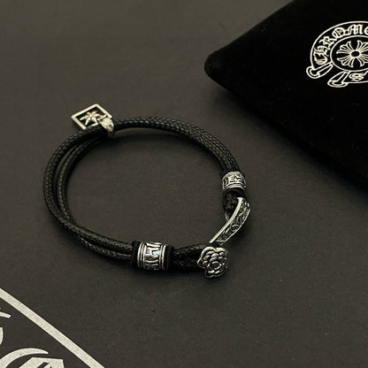 Chrome Hearts Double-Layer Leather Bracelet