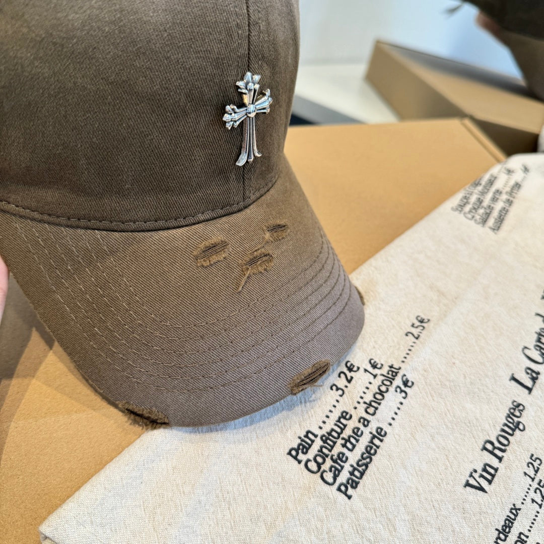 Chrome Hearts Brown Washed, Distressed Baseball Cap