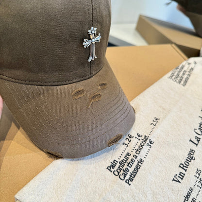 Chrome Hearts Brown Washed, Distressed Baseball Cap