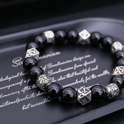 Chrome Hearts Black Onyx Beaded Bracelet