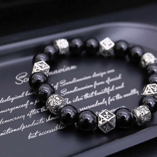 Chrome Hearts Black Onyx Beaded Bracelet