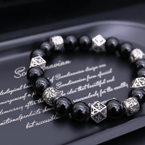 Chrome Hearts Black Onyx Beaded Bracelet