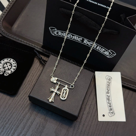 Chrome Hearts Pin Double-Pendant Necklace
