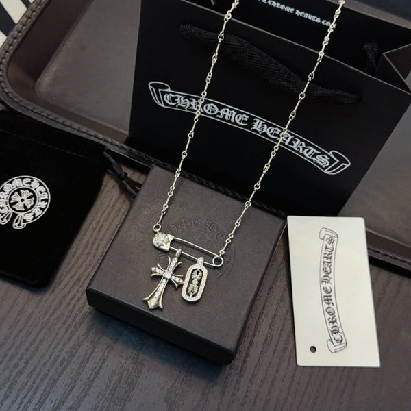 Chrome Hearts Pin Double-Pendant Necklace