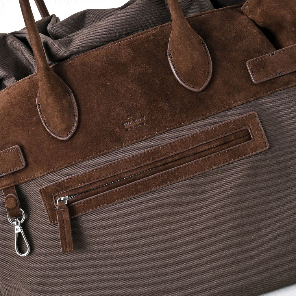 The Row Margaux 17 Inside Out Tote – Nylon & Suede Leather Large Capacity Handbag,