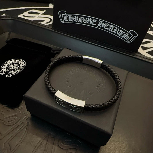 Chrome Hearts' Classic Black Leather Cord Bracelet