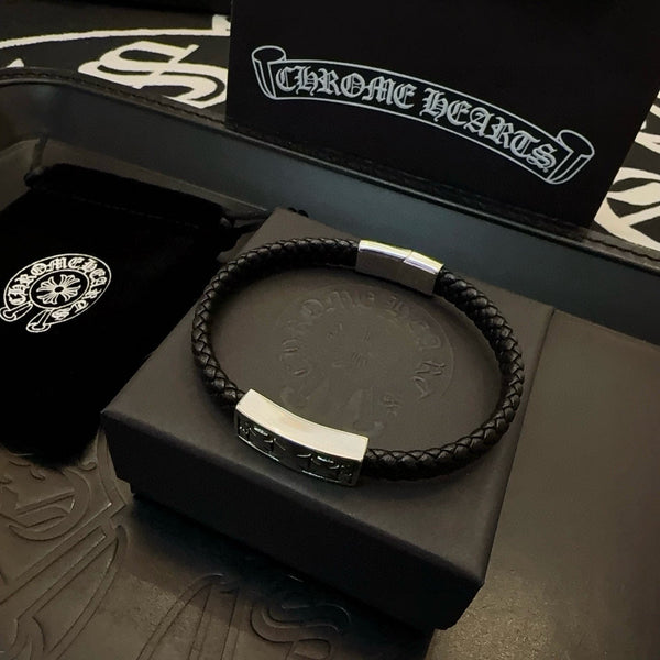 Chrome Hearts' Classic Black Leather Cord Bracelet