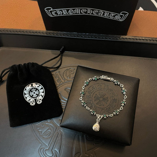 Chrome Hearts Diamond-Set Cross Bracelet