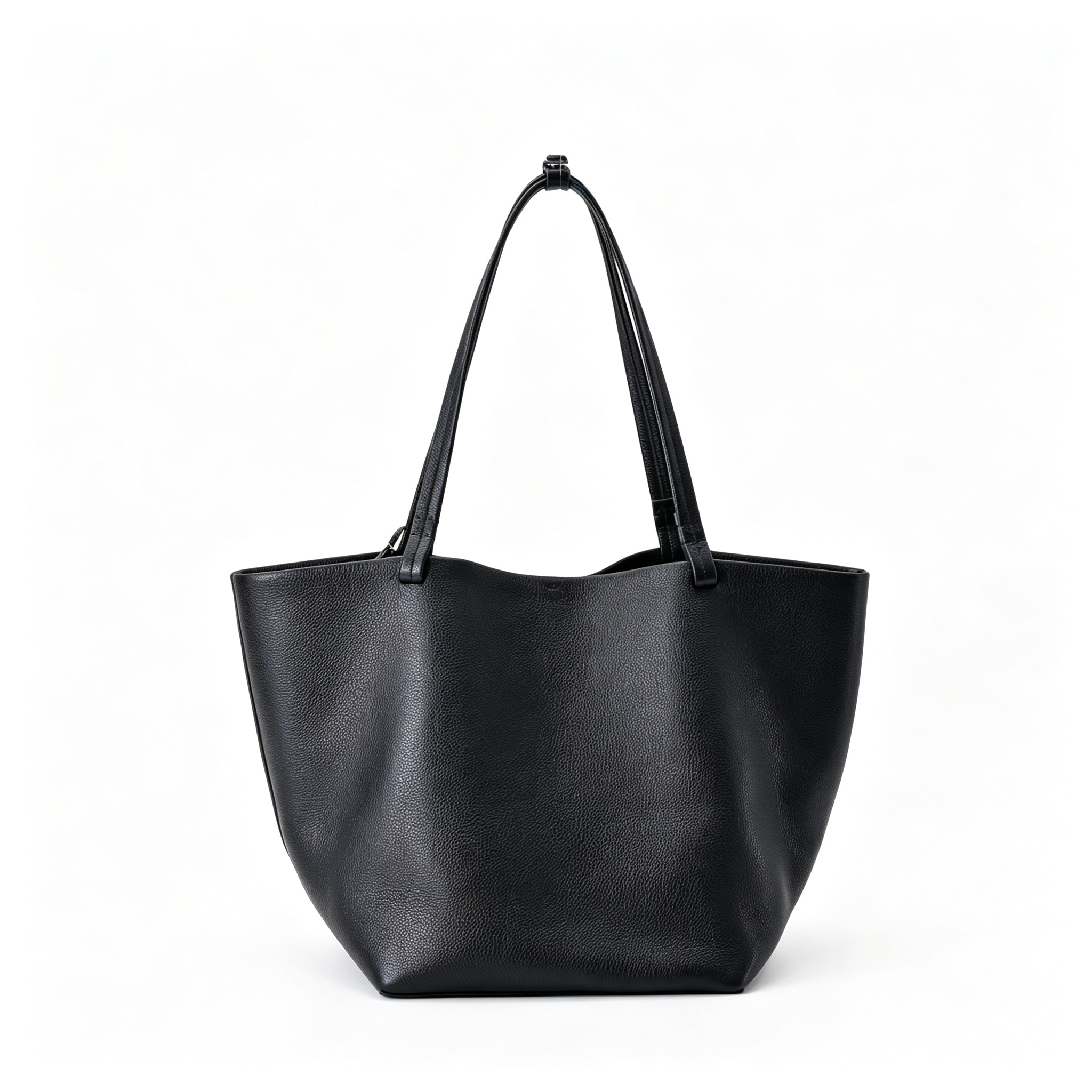 The Row Park Large Tote Bag | 50cm Pebbled Leather Tote | Black Minimalist Handbag