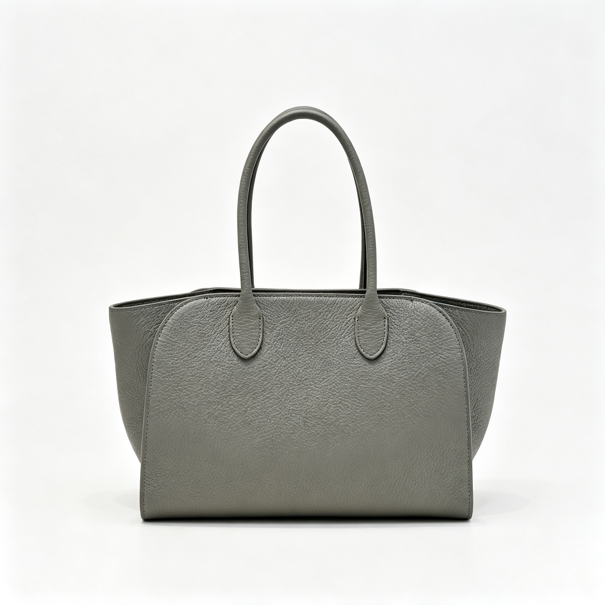 The Row Margaux 10 Satchel Bag | 30cm Pebbled Caviar Leather Tote | Taupe Structured Handbag