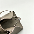 The Row Margaux 10 Mini Grained Leather Bag | 26cm Matte Calfskin Top Handle Tote | Stone Grey Margaux Handbag
