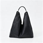 The Row Bindle 3 Black Leather Tote Bag – Large Capacity, Soft Nappa Leather, Detachable Pouch