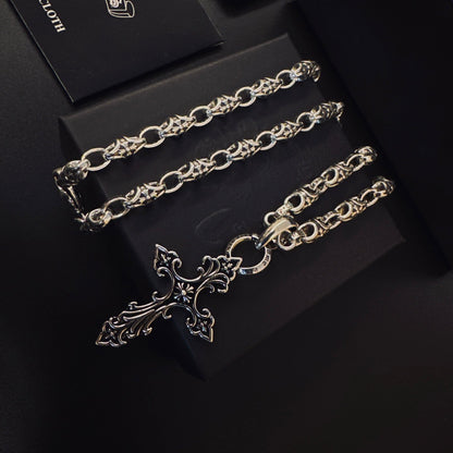 Chrome Hearts Large Baroque-Style Cross Necklace