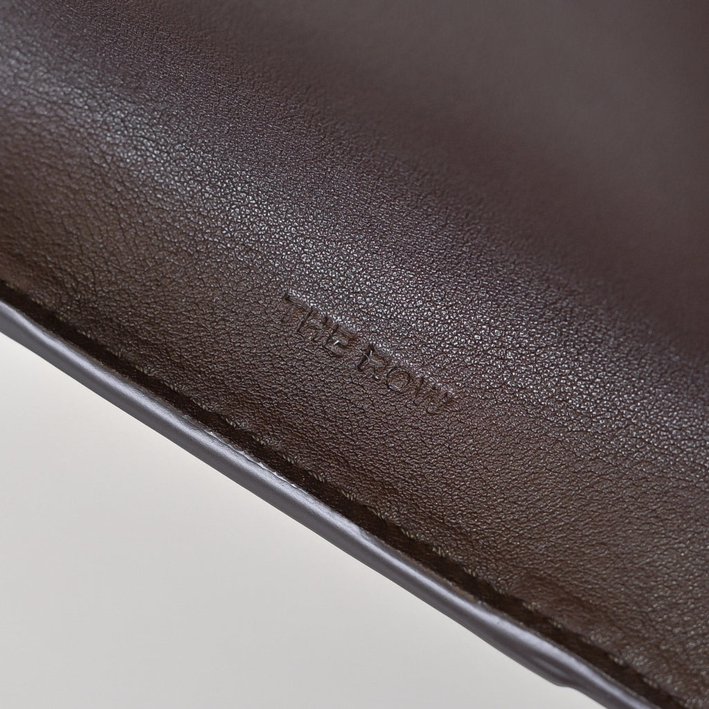 The Row Marlo Leather Tote Bag | 35.5cm Minimalist Top Handle Tote | Dark Brown Structured Handbag