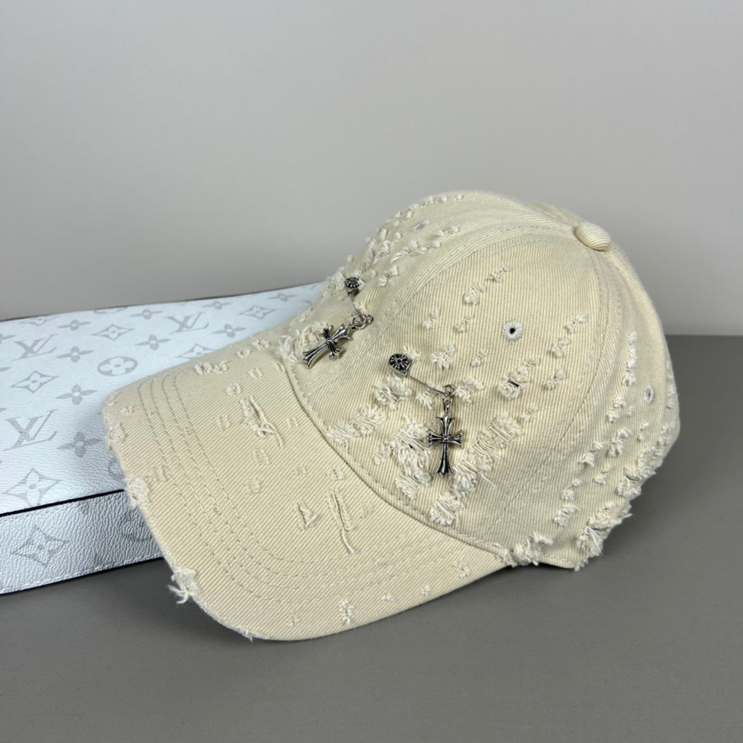 Chrome Hearts Distressed, Ripped Baseball Cap