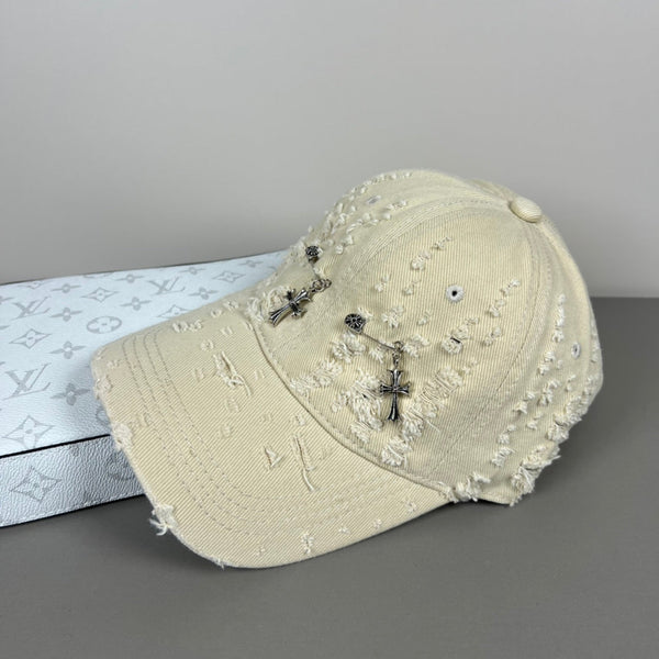 Chrome Hearts Distressed, Ripped Baseball Cap
