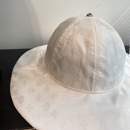 Chrome Hearts White Silk Jacquard Bucket Hat