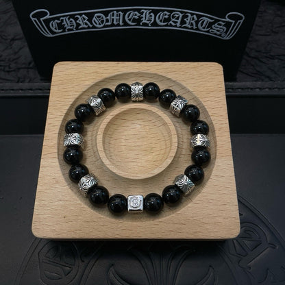 Chrome Hearts Black Onyx Beaded Bracelet