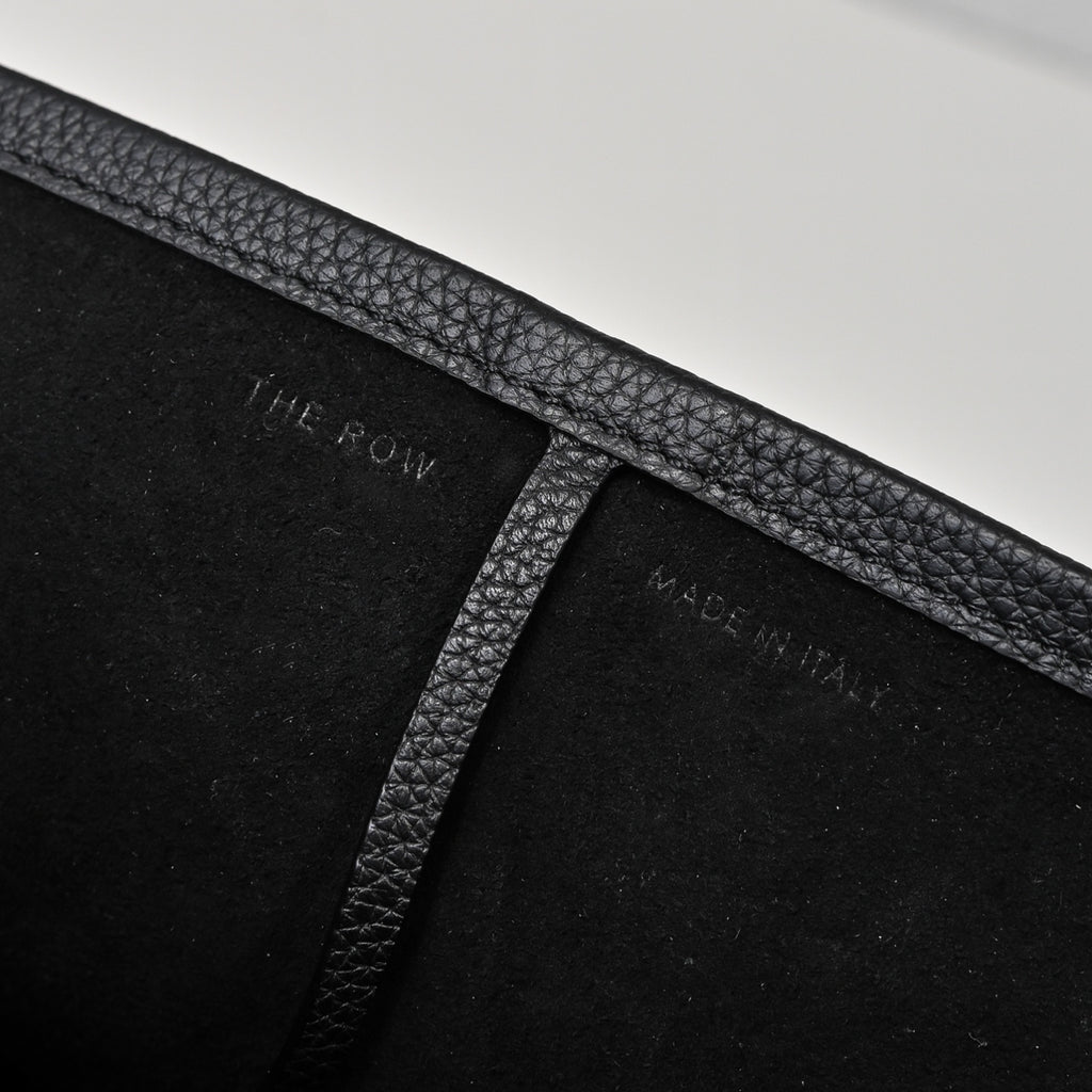 The Row Park Bucket Bag Large | 38cm Pebbled Calfskin Water Bucket Tote | Black Shoulder Bag