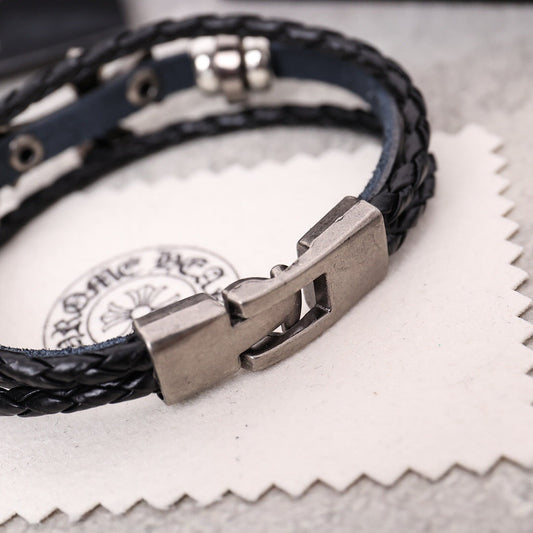 Chrome Hearts' Classic Double-Layer Leather Bracelet