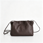 The Row Bourse Small Grained Leather Bag | 23cm Drawstring Dumpling Bag | Cream Pebbled Calfskin Crossbody