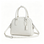 The Row India 10 Small Grained Leather Bag | 24cm Chalk White Bowling/Doctor Bag | Silver Hardware Top Handle Tote