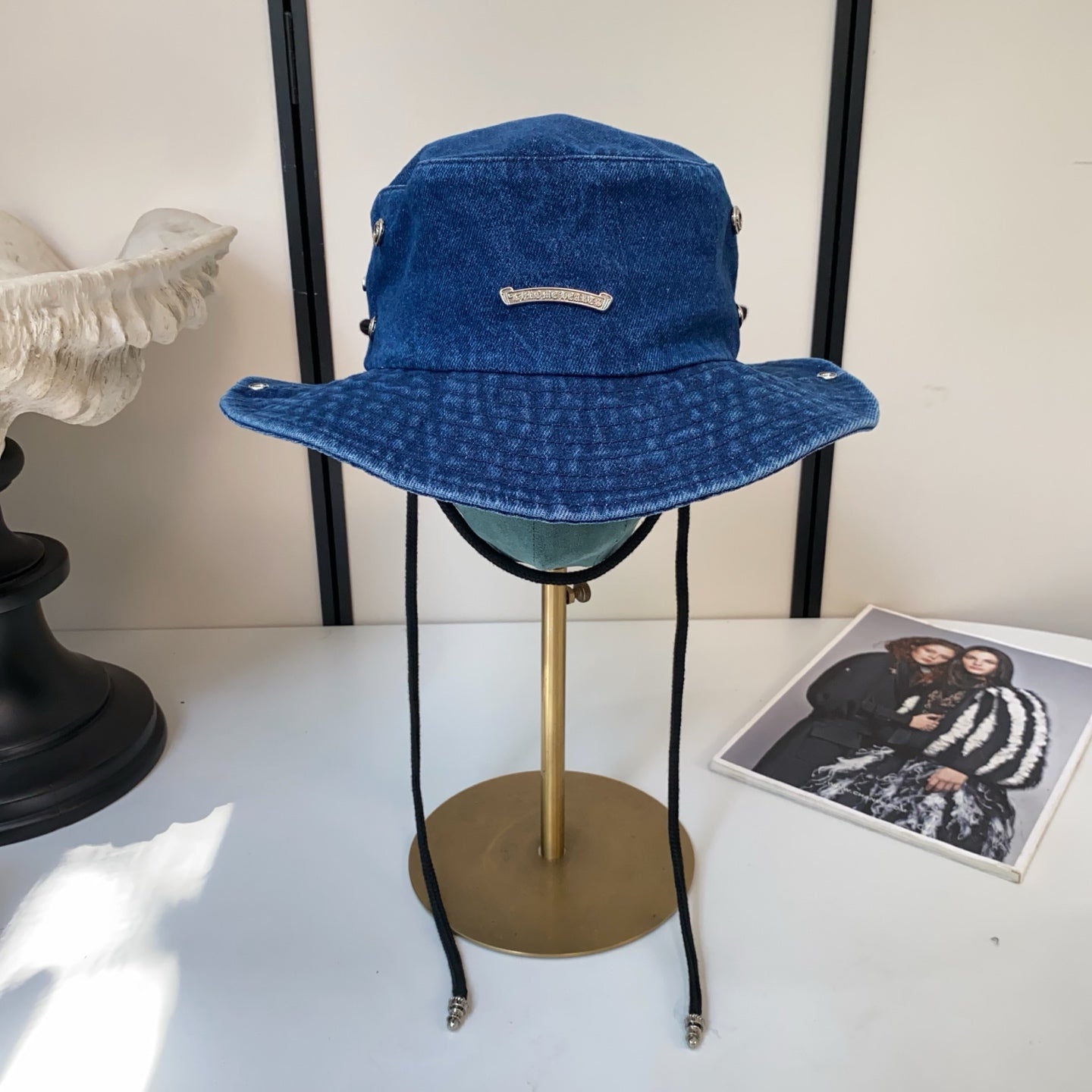 Chrome Hearts Denim Drawstring Bucket Hat