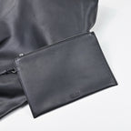 The Row Bindle 3 Black Leather Tote Bag – Large Capacity, Soft Nappa Leather, Detachable Pouch