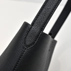The Row N/S Park Small Tote Bag | 20cm Pebbled Calfskin Bucket Bag | Black Leather Shoulder Tote